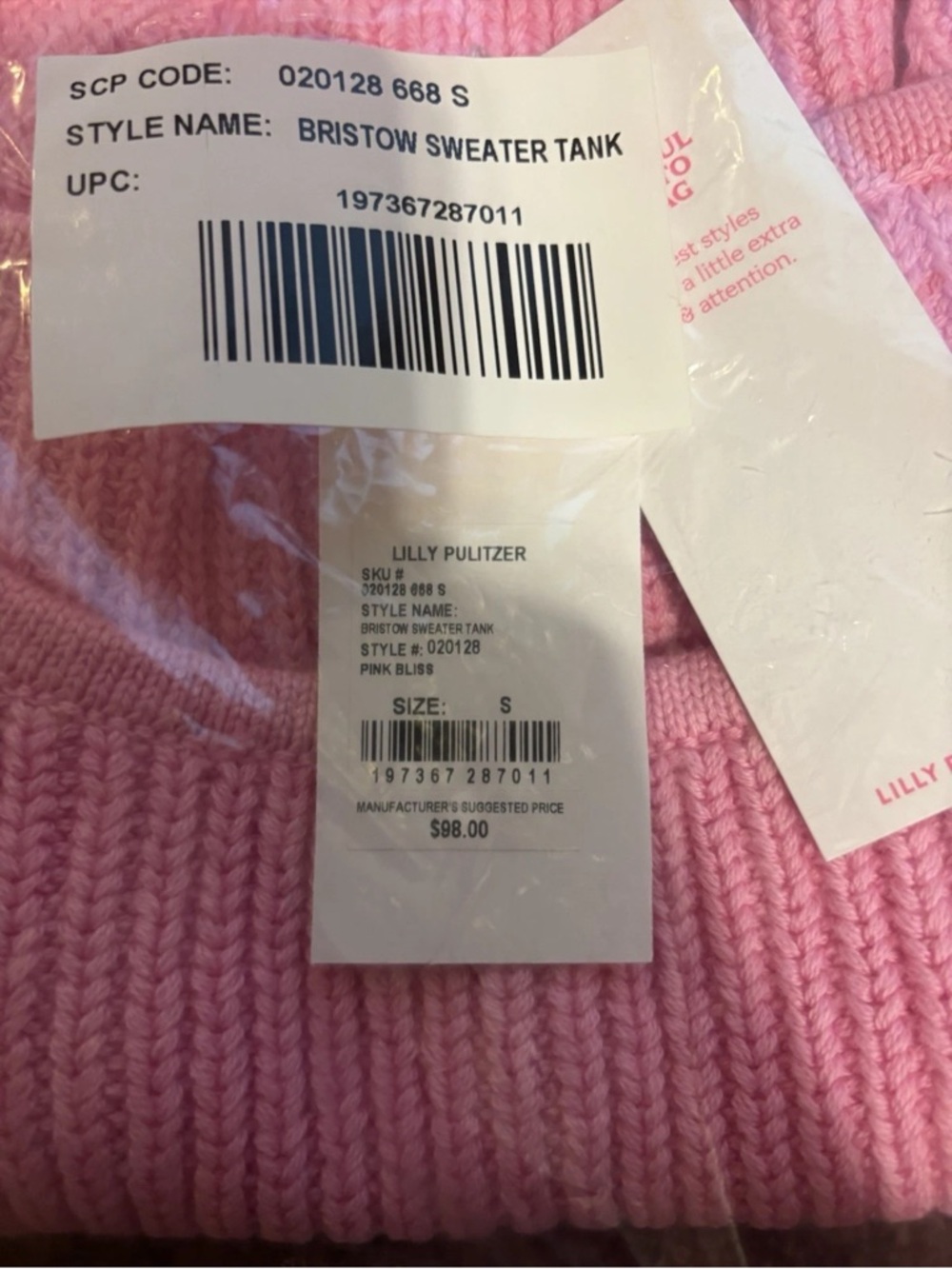 Lilly Pulitzer Pink Ribbed Scoop-Neck Sweater Tank - Picture 5 of 5
